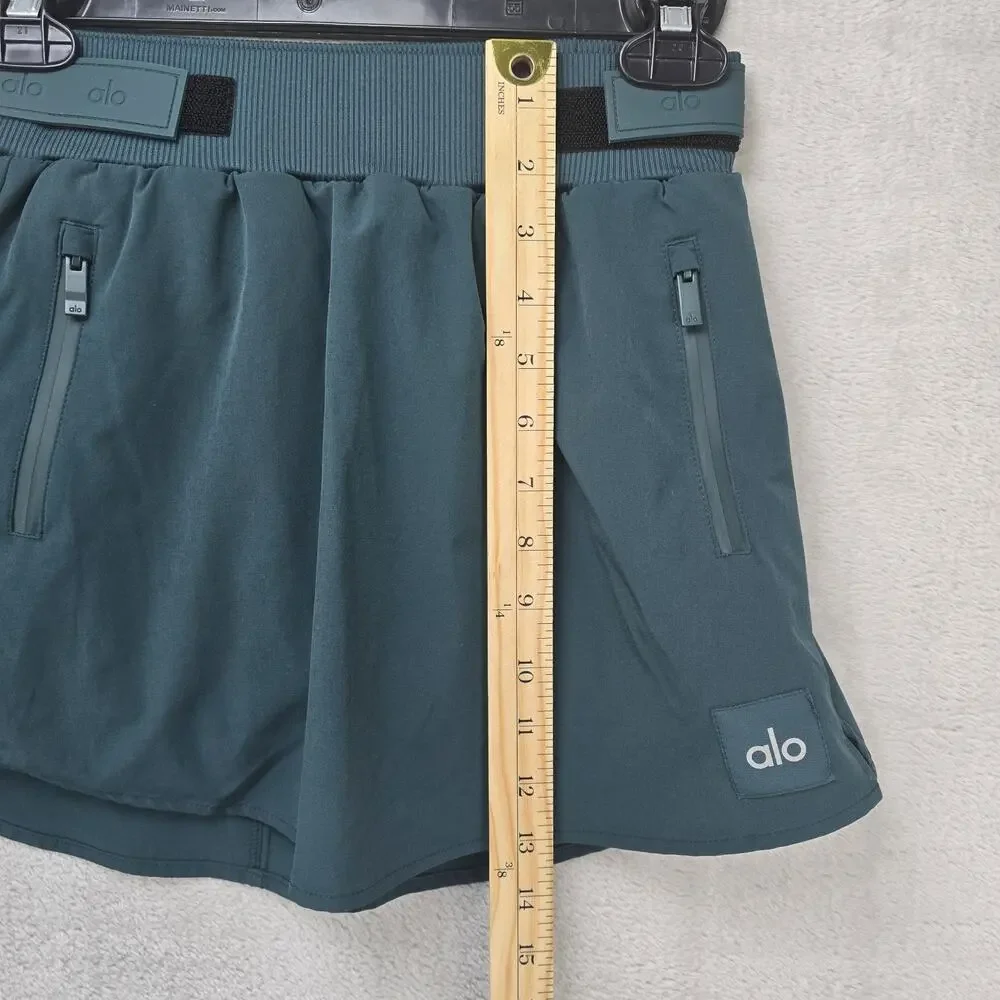 Alo High-Waist Elevation Mini Skirt Womens XS Midnight Green Fleeced Lined